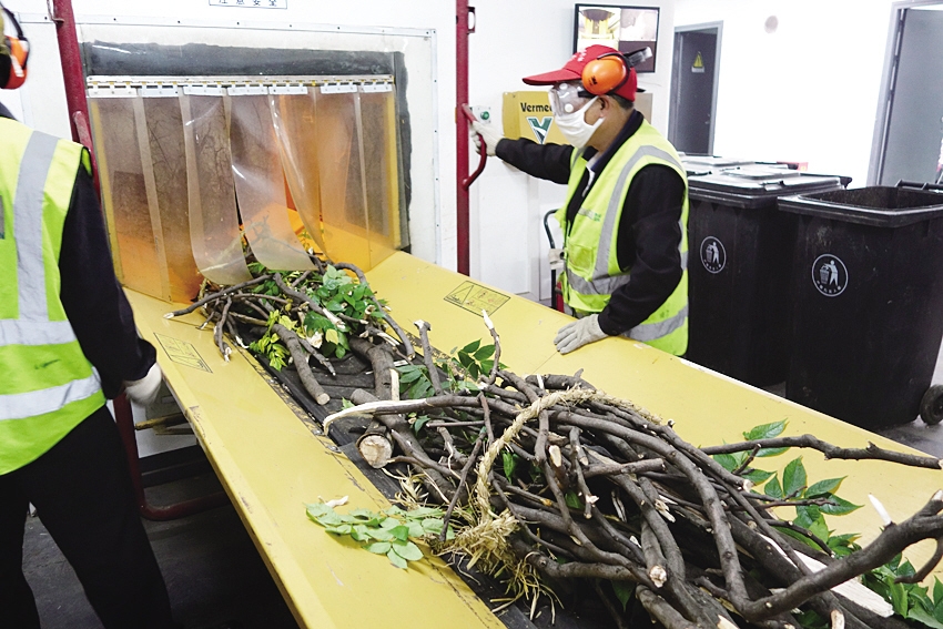 静安园林废弃物收集粉碎站变废为宝-区政工作