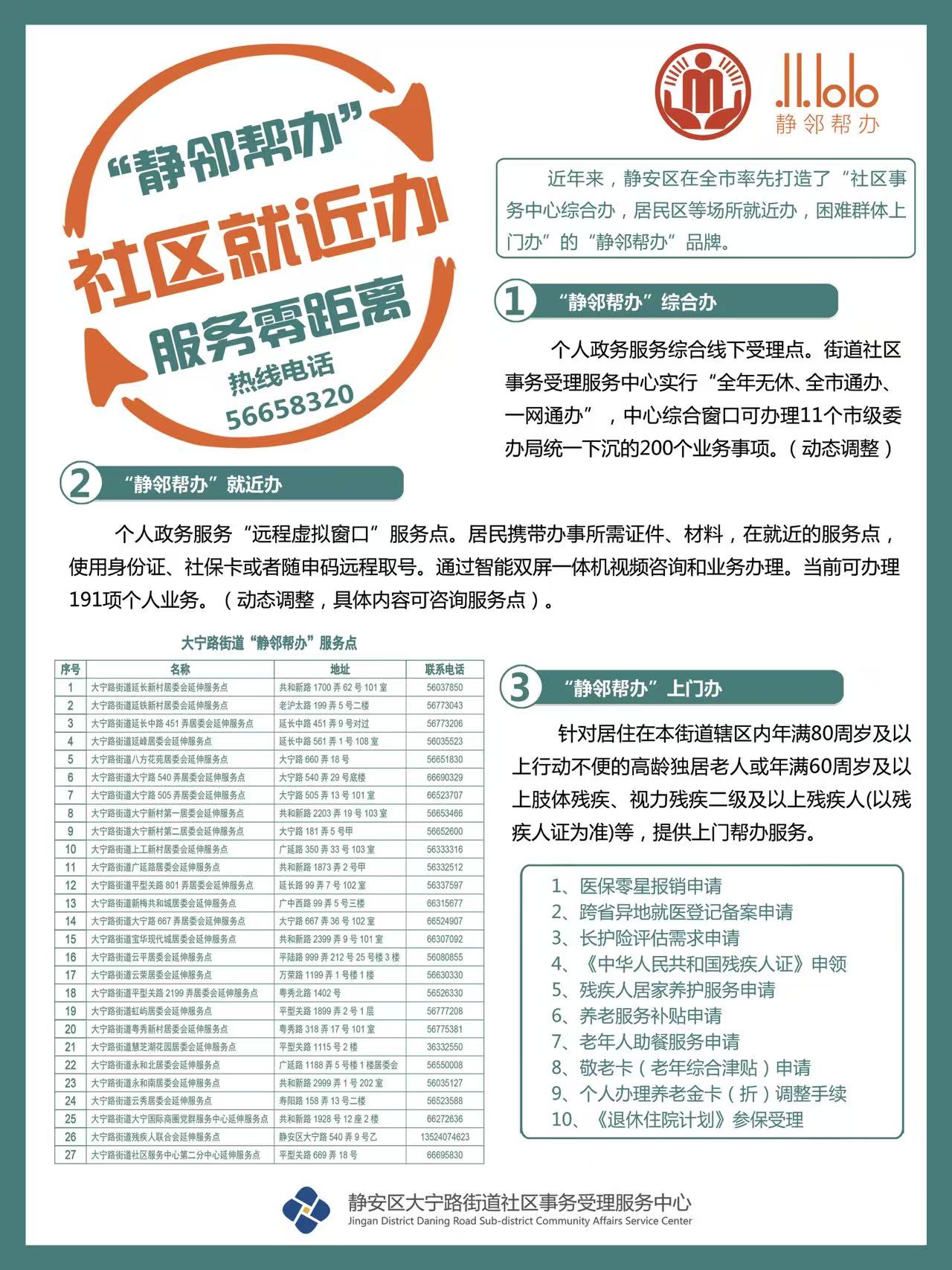 大宁路街道“静邻帮办”服务点