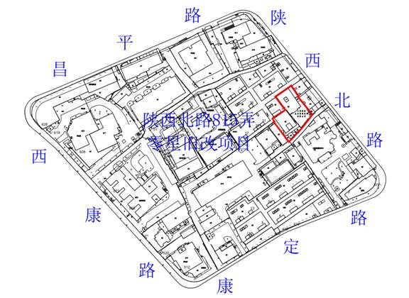 静安区陕西北路815弄零星旧改项目房屋征收范围示意图